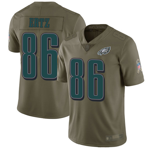 Men Philadelphia Eagles #86 Zach Ertz Limited Olive 2017 Salute to Service Football NFL Jersey